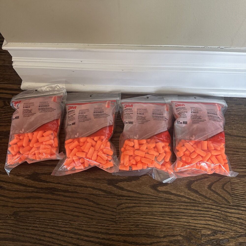 3M Orange Disposable Ear Plugs 80 Pk 32dB NRR Noise Protection 92800H80 Lot Of 4
